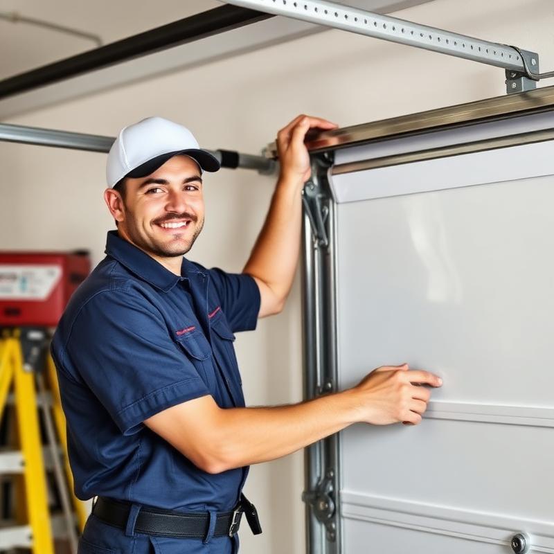 Professional garage door technician installing new panel in Winter Springs
